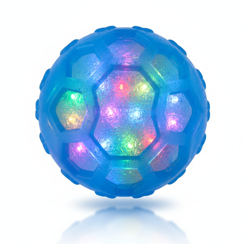 Self-bouncing LED light-up dog ball